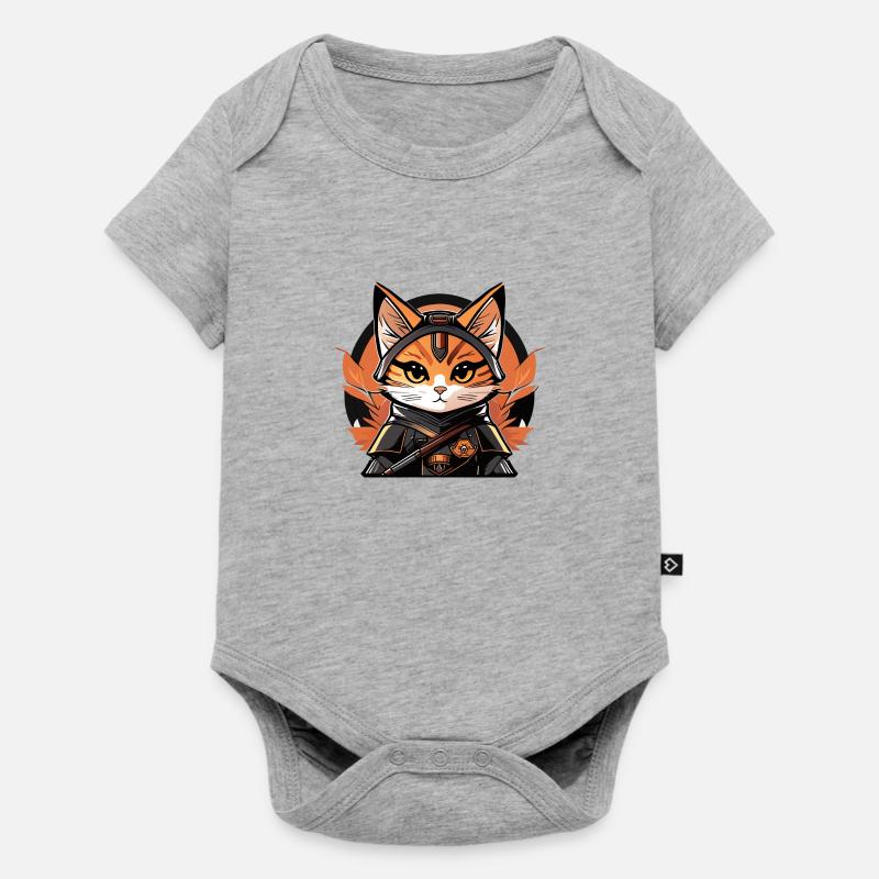 Chat ninja - Body à manches courtes Premium Bébé - gris chiné