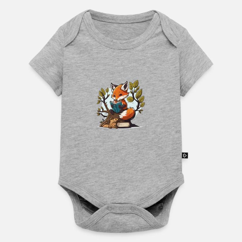 Renard studieux - Body à manches courtes Premium Bébé - gris chiné