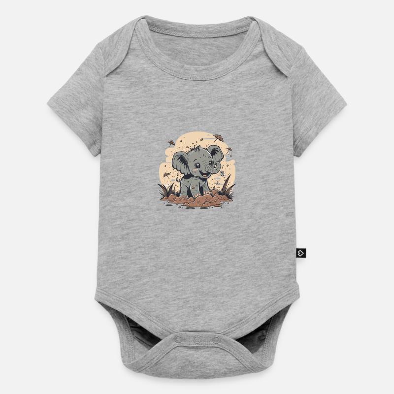 Éléphant espiègle - Body à manches courtes Premium Bébé - gris chiné