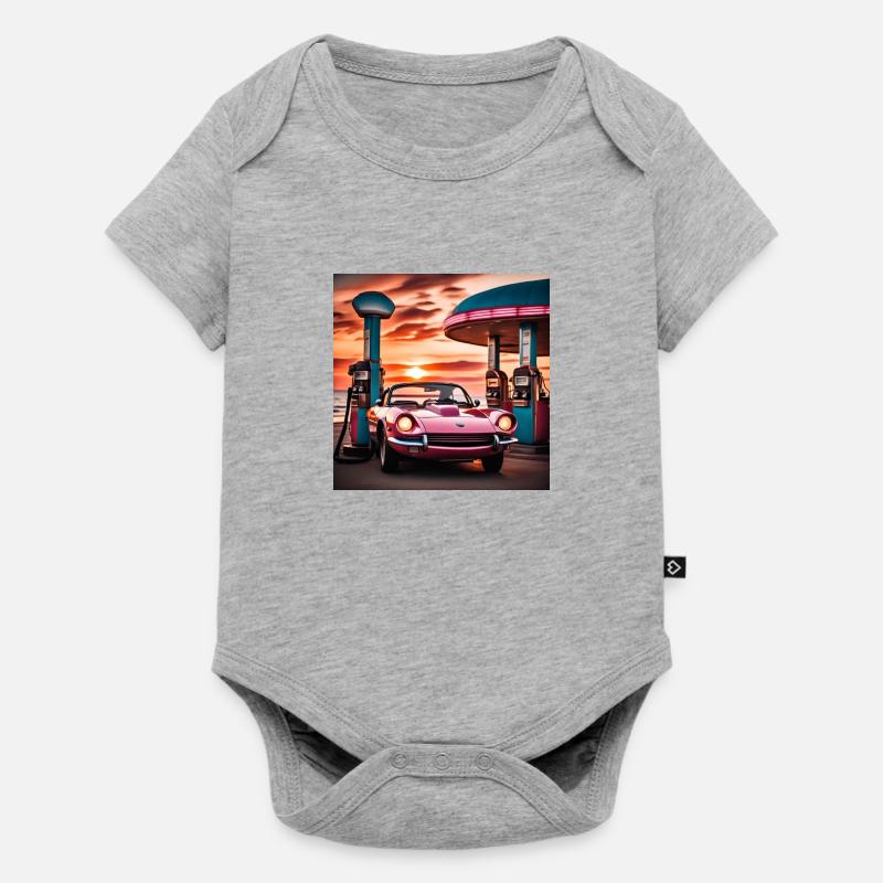 Synthwave-Stil - Baby Premium Kurzarmbody - Grau meliert