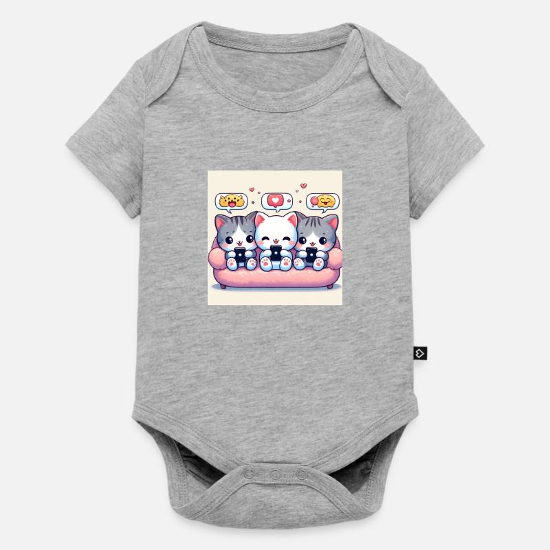chatons mignons - Body à manches courtes Premium Bébé - gris chiné