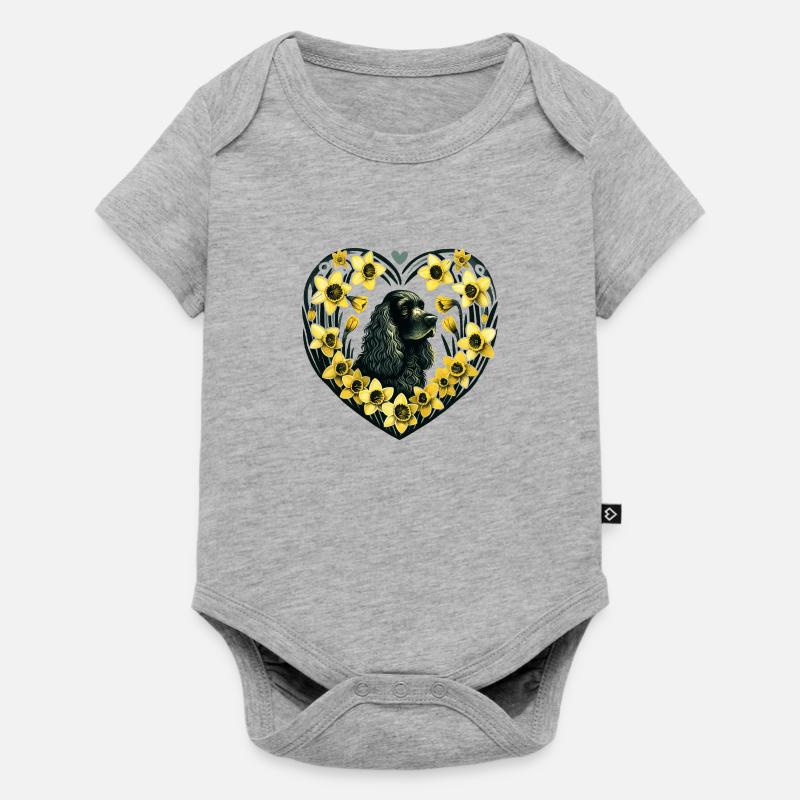 Schwarzer Cocker Spaniel - Baby Premium Kurzarmbody - Grau meliert