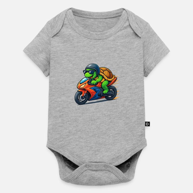 turtle biker - Body à manches courtes Premium Bébé - gris chiné