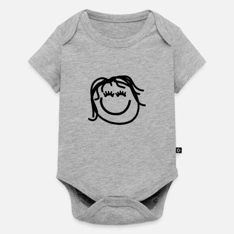 Visage heureux avec de longs cheveux - Body à manches courtes Premium Bébé - gris chiné