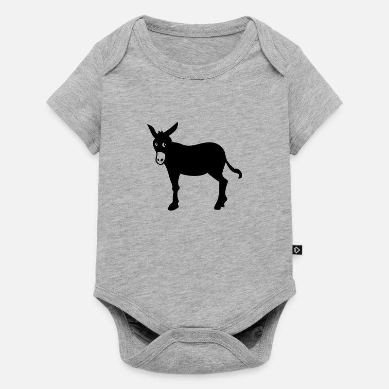 âne catalan, symbole de la Catalogne Barcelone - Body à manches courtes Premium Bébé - gris chiné