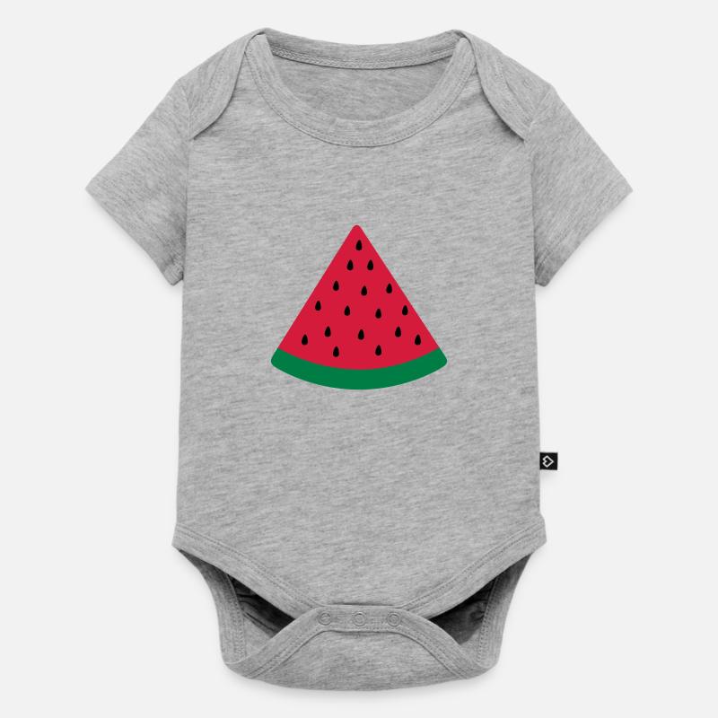 Wassermelone - Baby Premium Kurzarmbody - Grau meliert