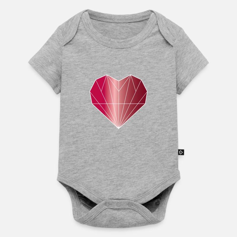 Hjärta Diamond Ruby Röd - Baby Premium kortärmad bodysuit - gråmelerad