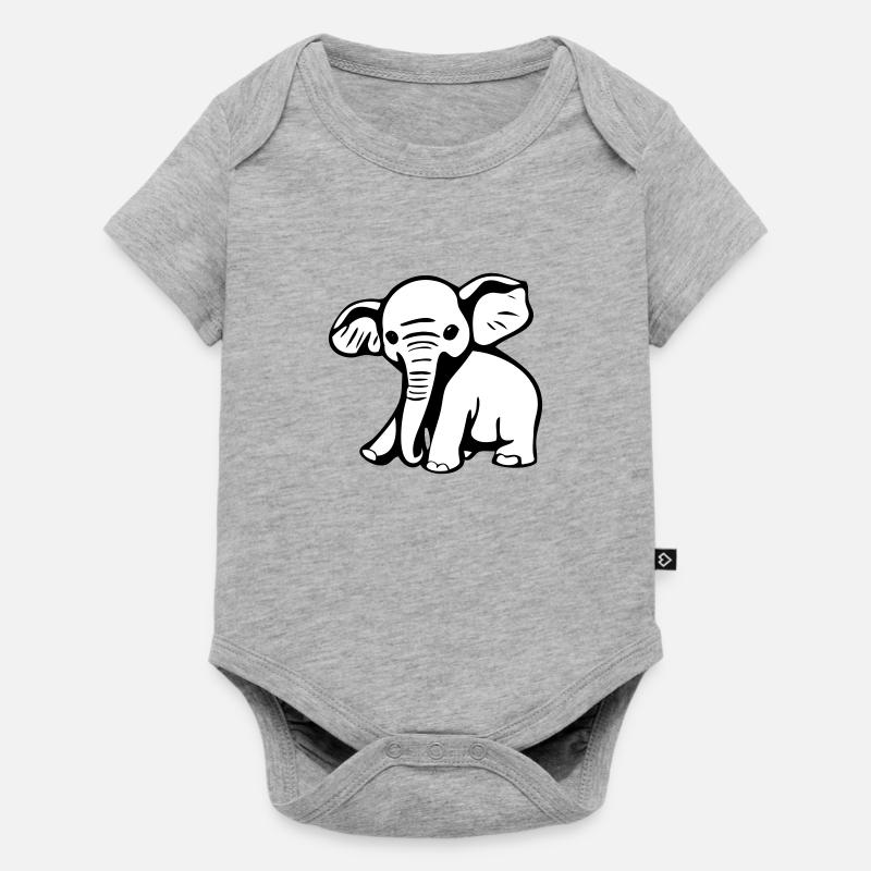 Bébé éléphant dans un style de bande dessinée - Body à manches courtes Premium Bébé - gris chiné