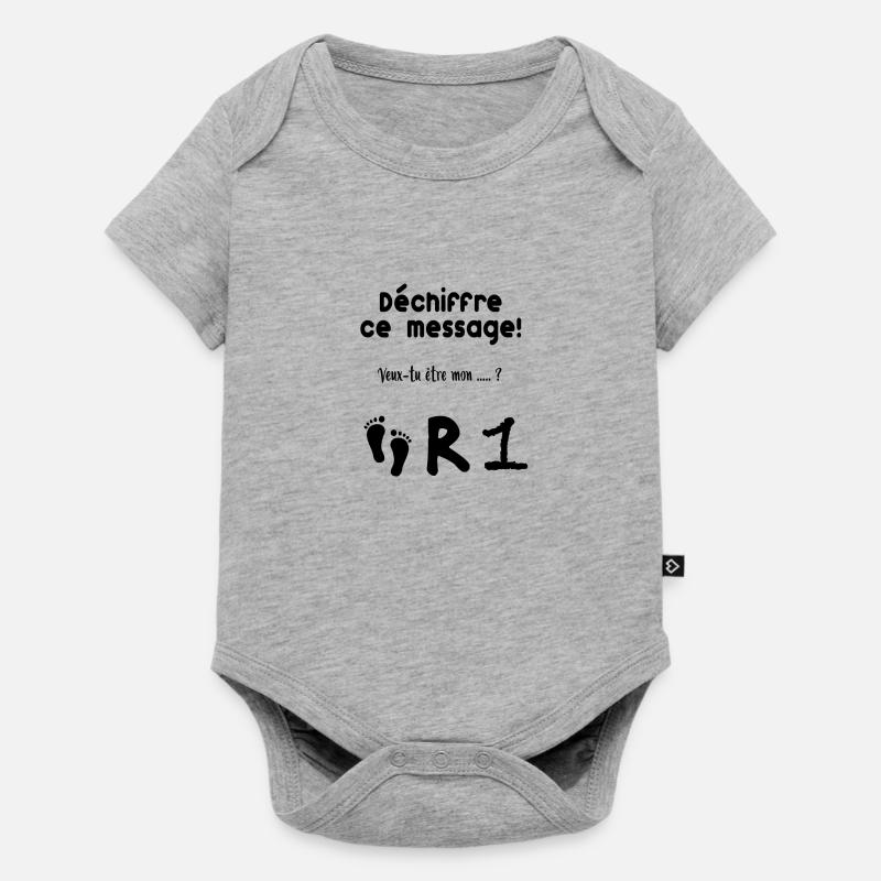 Déchiffre le message ! Parrain - Body à manches courtes Premium Bébé - gris chiné