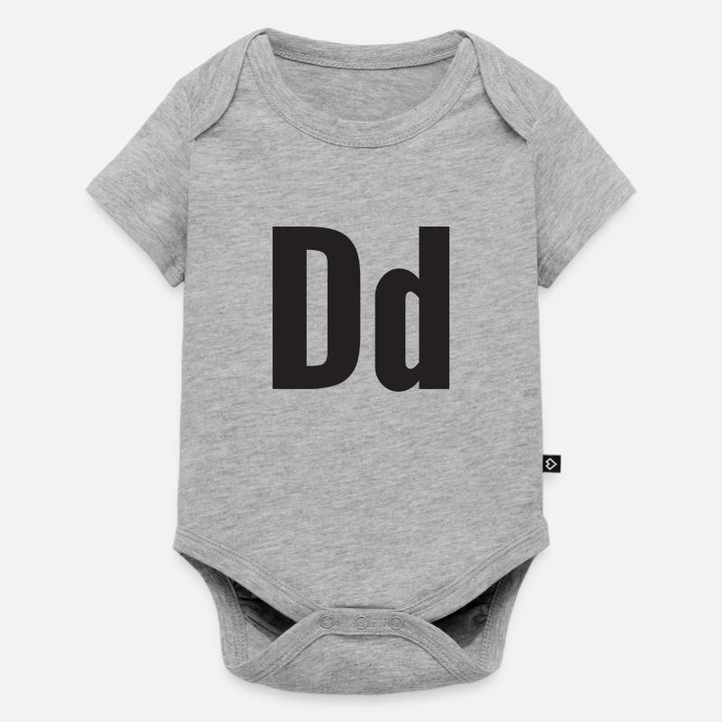 Lettre D - Body à manches courtes Premium Bébé - gris chiné