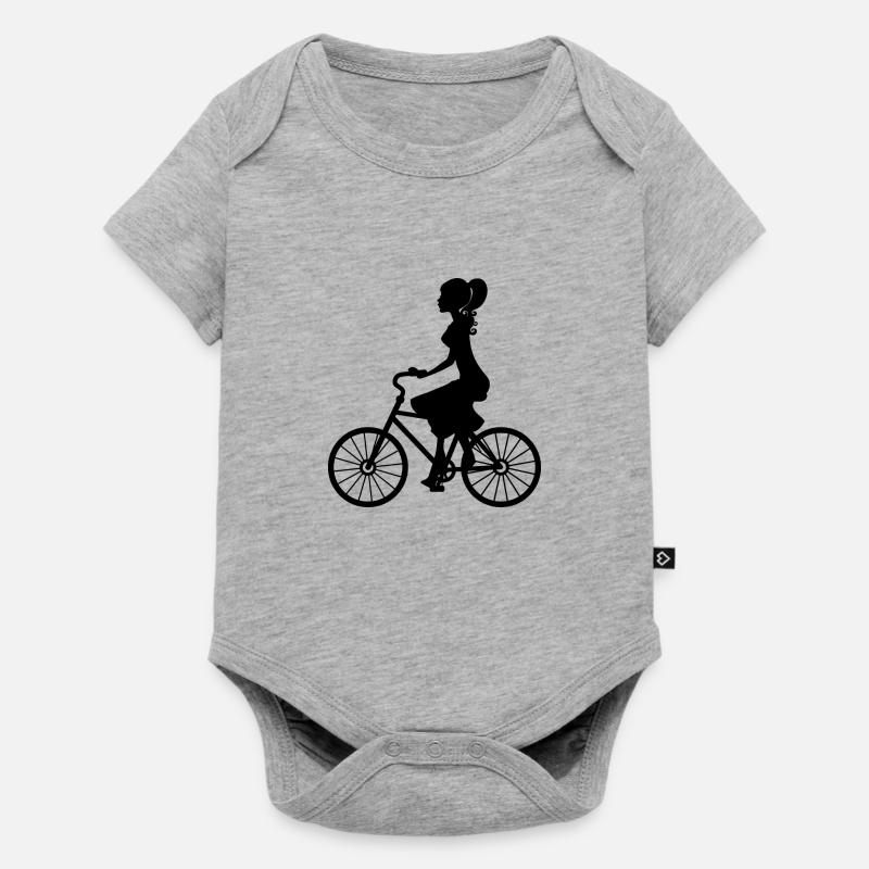 fille de vélo - Body à manches courtes Premium Bébé - gris chiné