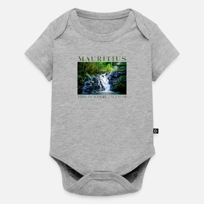 Mauritius This is where I'm from Forest waterfall - Body à manches courtes Premium Bébé - gris chiné
