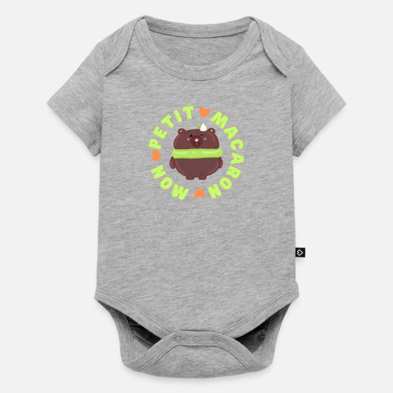 Mon Petit Macaron Ours - Body à manches courtes Premium Bébé - gris chiné