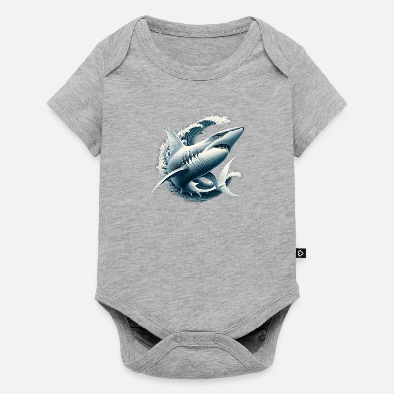 Poisson prédateur requin - Body à manches courtes Premium Bébé - gris chiné
