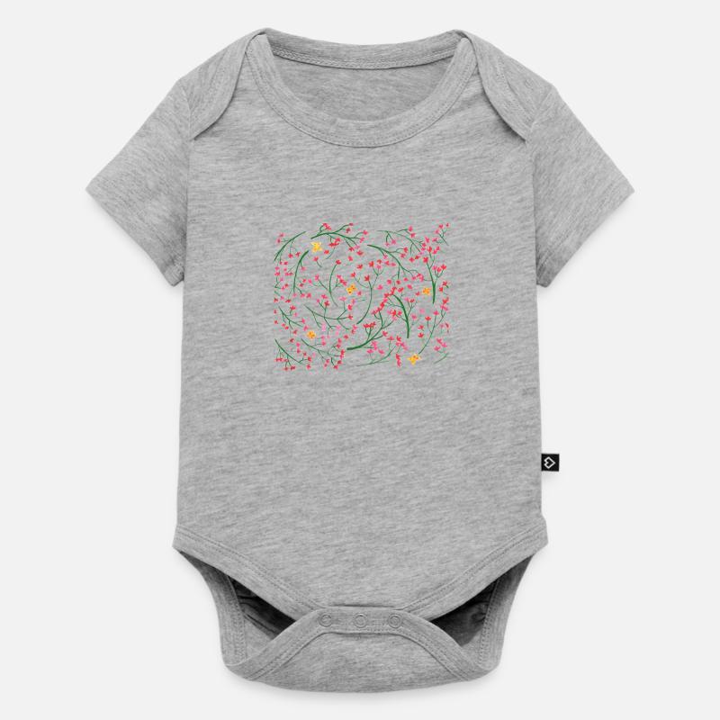 Papillons et Fleurs - Body à manches courtes Premium Bébé - gris chiné