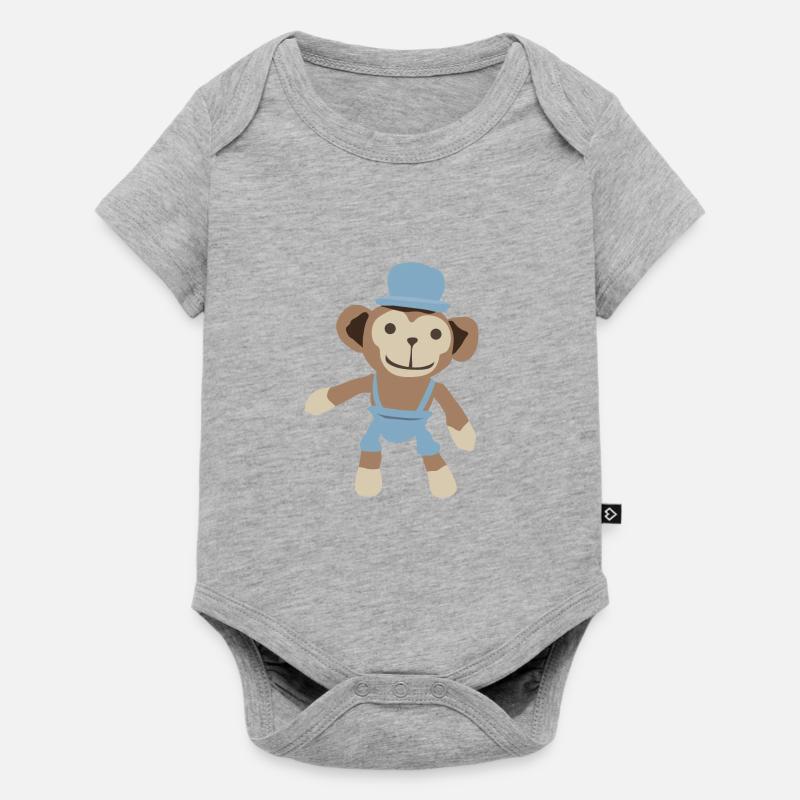 Monsieur singe monkey bleu - Body à manches courtes Premium Bébé - gris chiné