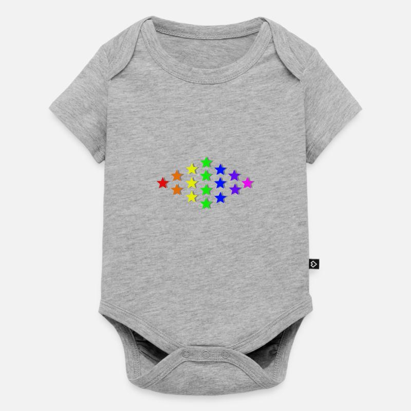 Sterne Regenbogen Geschenkidee bunt - Baby Premium Kurzarmbody - Grau meliert