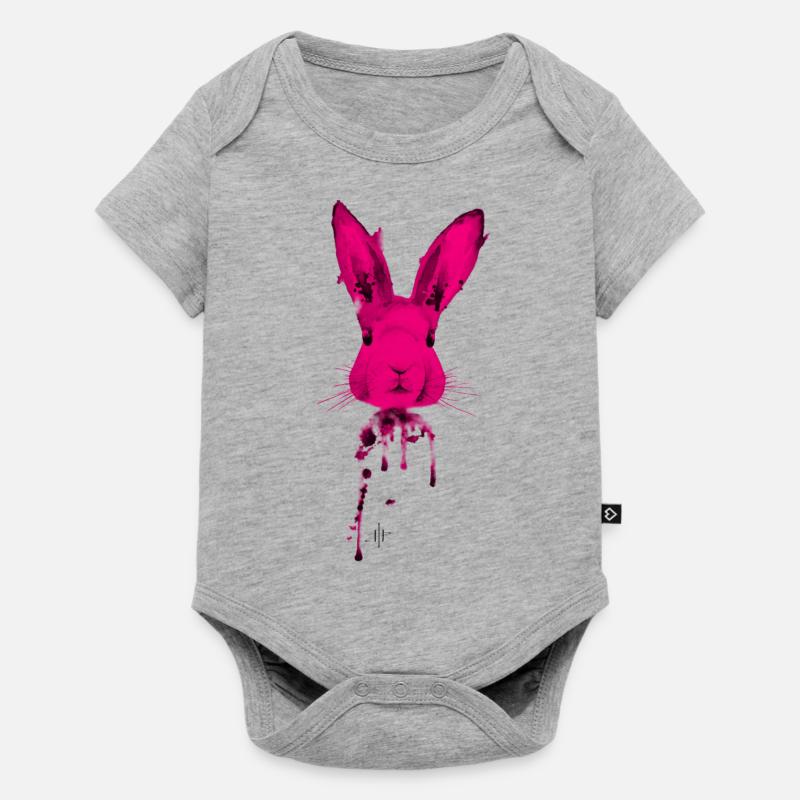 Lapin Rose - Body à manches courtes Premium Bébé - gris chiné
