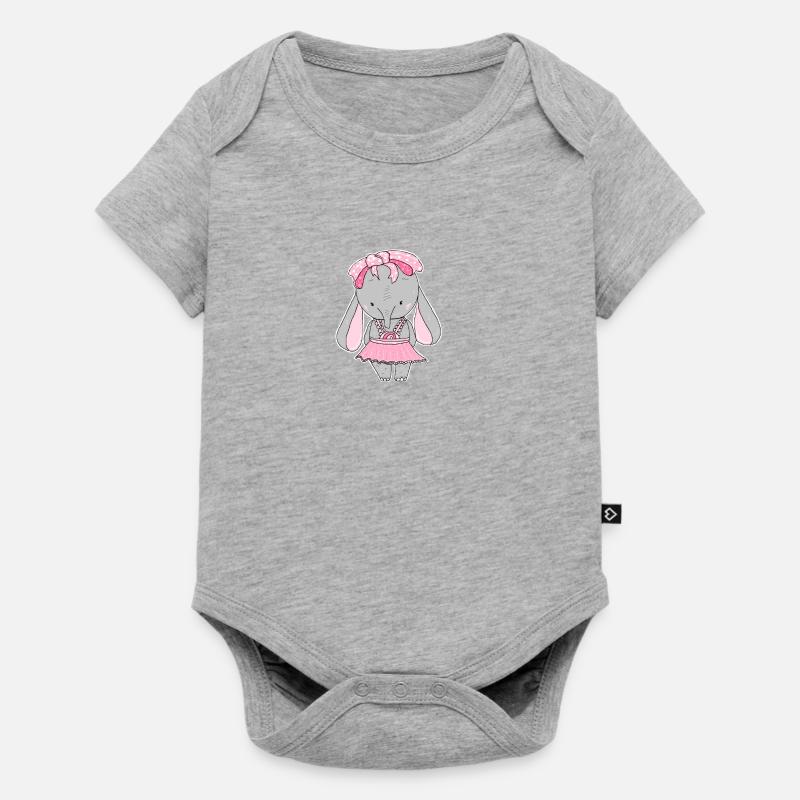 Éléphant, doux, dessin animé - Body à manches courtes Premium Bébé - gris chiné