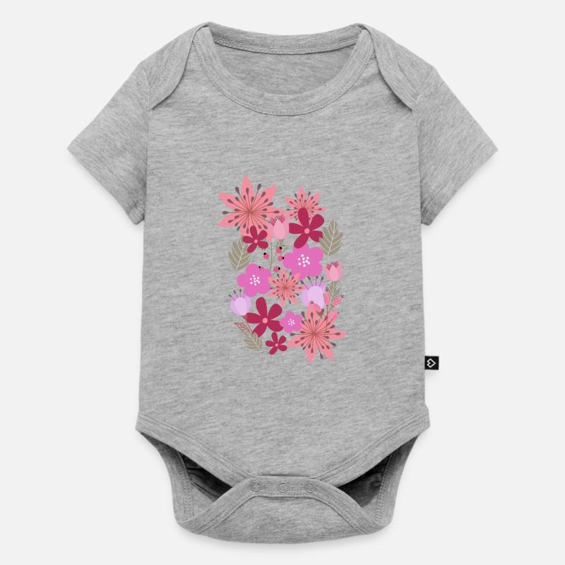 fleurs, fleurs, printemps, fleurs - Body à manches courtes Premium Bébé - gris chiné