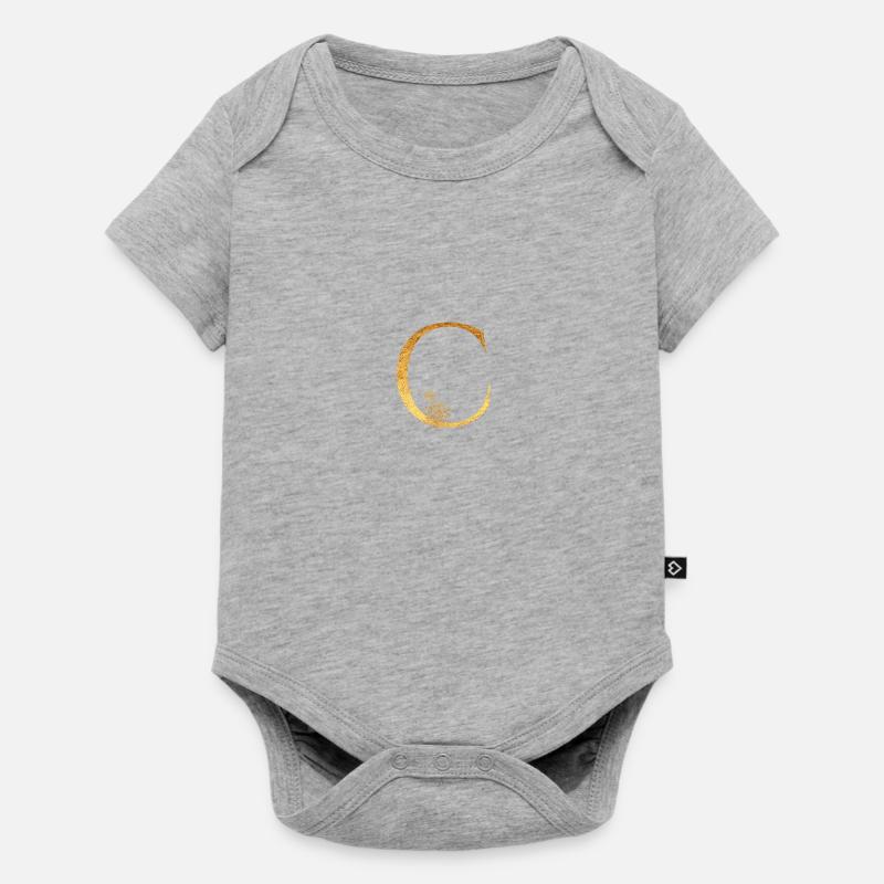 Lettre initiale C - Body à manches courtes Premium Bébé - gris chiné