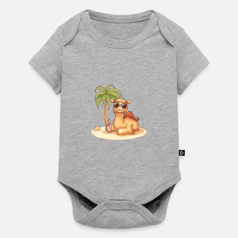 Kamel Sommer Strand Comic - Baby Premium Kurzarmbody - Grau meliert