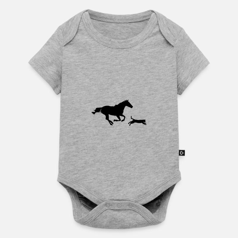 Cheval et chat - Body à manches courtes Premium Bébé - gris chiné