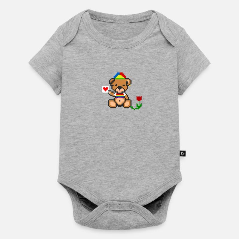 Pixel Bear Pride - Body à manches courtes Premium Bébé - gris chiné