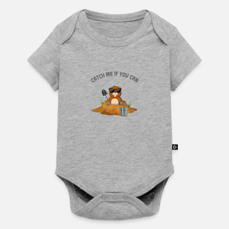 Taupe, jardin, attrape-moi si tu peux - Body à manches courtes Premium Bébé - gris chiné