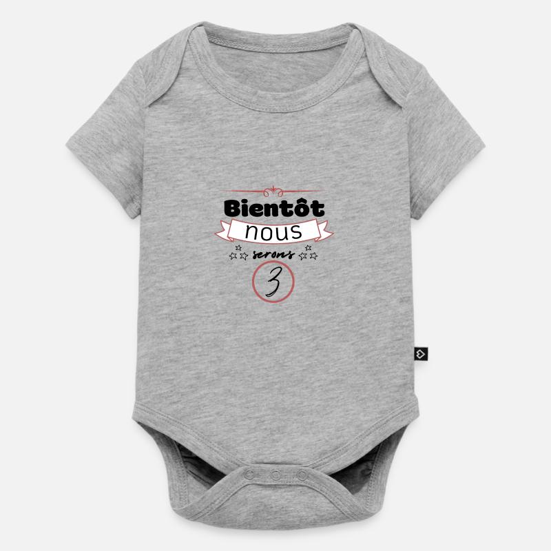 Bientôt nous serons 3 - annonce grossesse - Body à manches courtes Premium Bébé - gris chiné