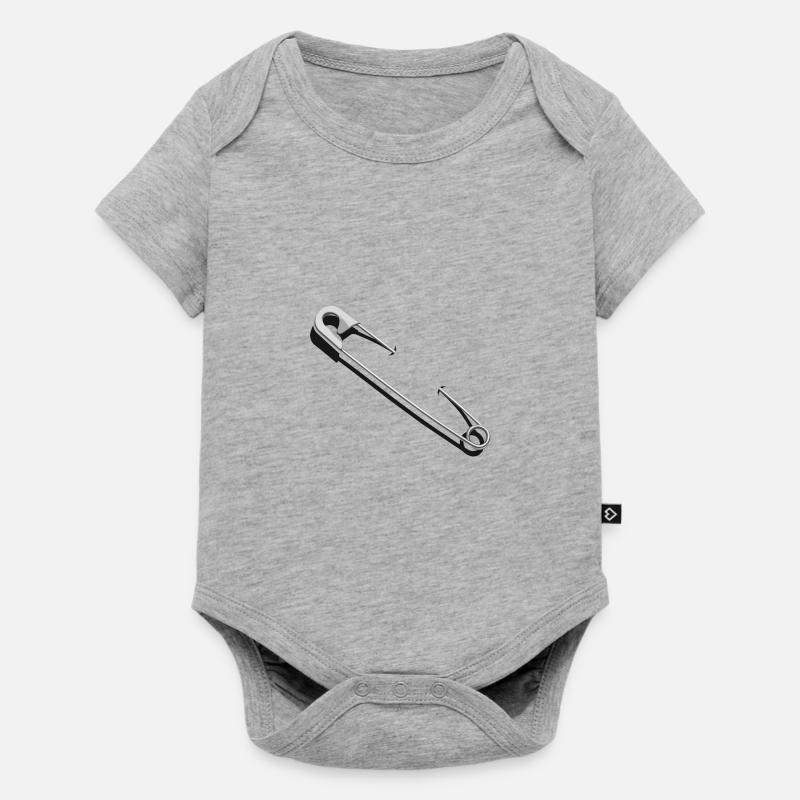 Épingle de sûreté - Body à manches courtes Premium Bébé - gris chiné