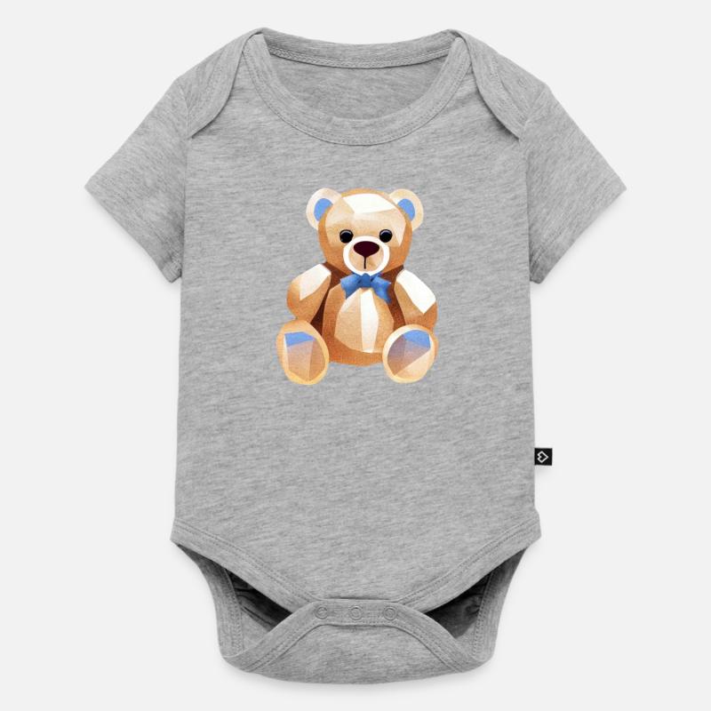 TEDDY BEAR - TEDDYBÄR - KUSCHELBÄR - PLÜSCHBÄR - Baby Premium Kurzarmbody - Grau meliert