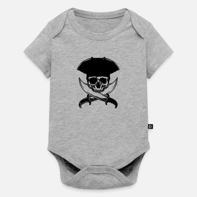 skull-pirate - Body à manches courtes Premium Bébé - gris chiné