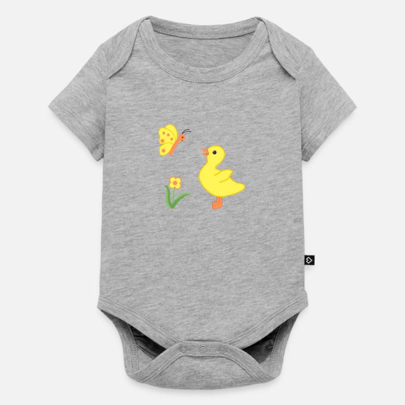 Canetons et papillons - Body à manches courtes Premium Bébé - gris chiné