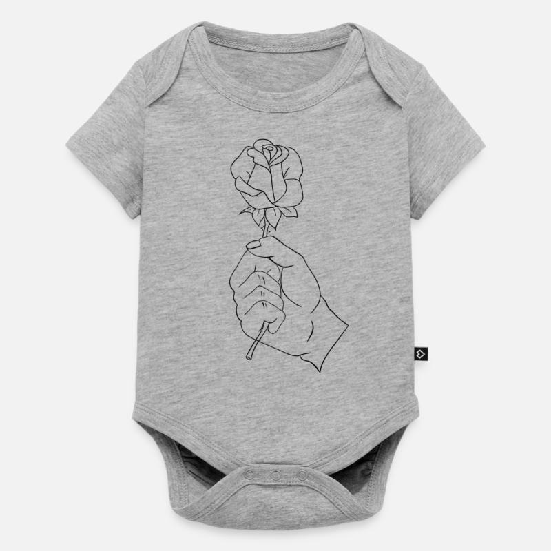 Rose dans une main - Body à manches courtes Premium Bébé - gris chiné