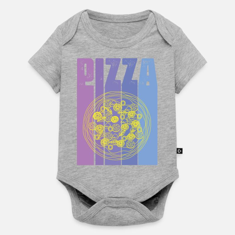 Pizza - Baby Premium Kurzarmbody - Grau meliert