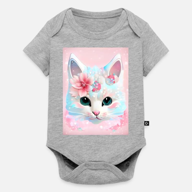 Chat blanc - Body à manches courtes Premium Bébé - gris chiné