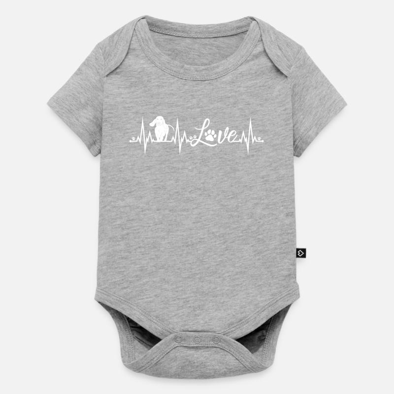 Battements de cœur de teckel - Body à manches courtes Premium Bébé - gris chiné
