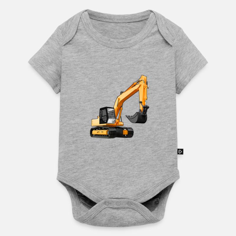 Bagger Geschenk Geschenkidee - Baby Premium Kurzarmbody - Grau meliert