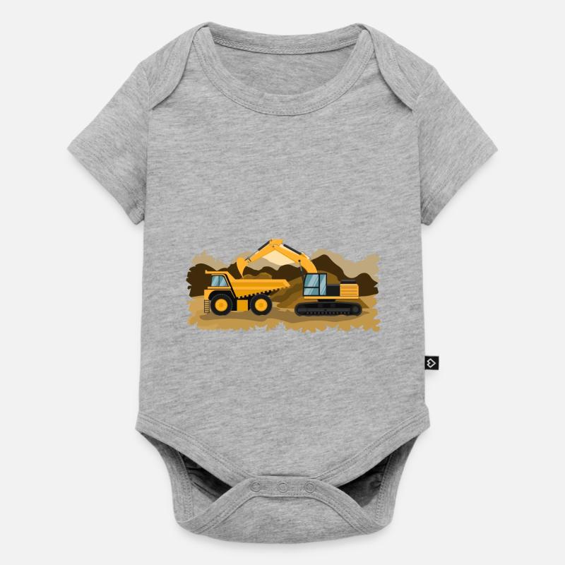 Bagger Kipper Geschenk Geschenkidee - Baby Premium Kurzarmbody - Grau meliert