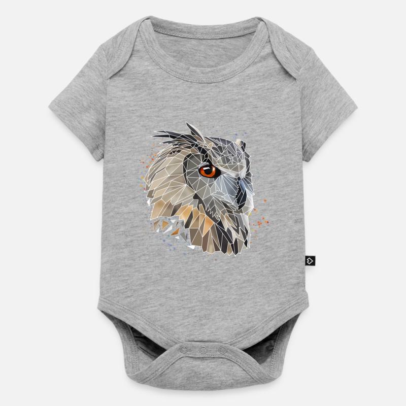 Chouette low poly cool | Géométrique | Triangles - Body à manches courtes Premium Bébé - gris chiné