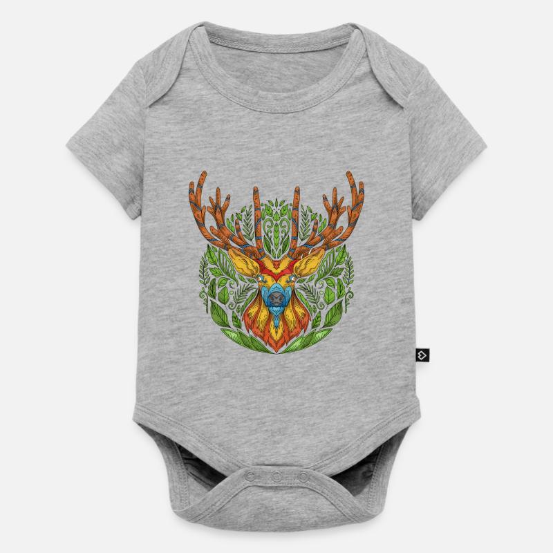 Tête de cerf de cerf - Body à manches courtes Premium Bébé - gris chiné