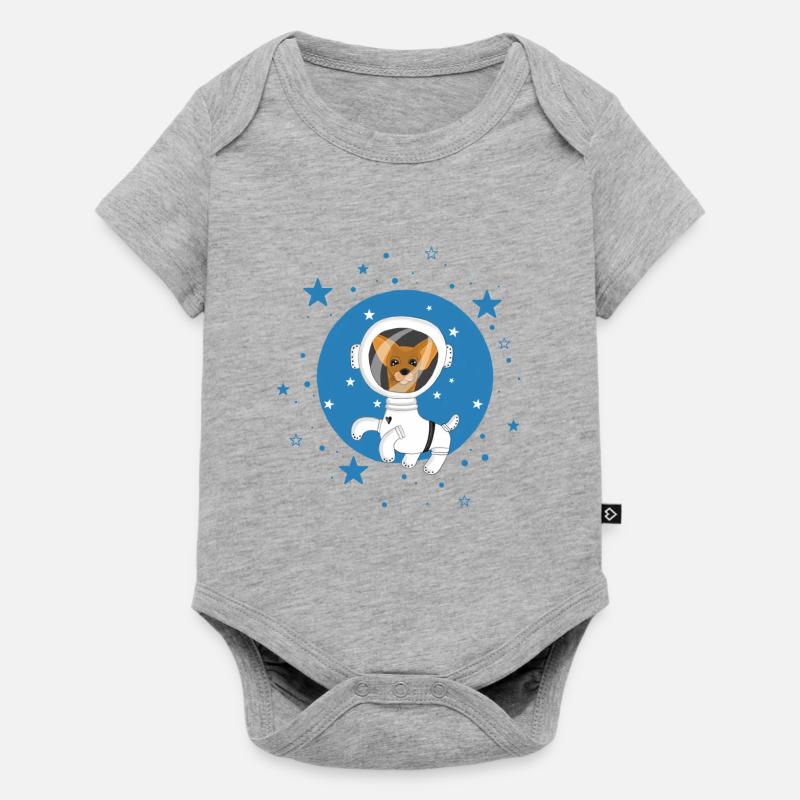 Petit chien dans l’espace - Body à manches courtes Premium Bébé - gris chiné