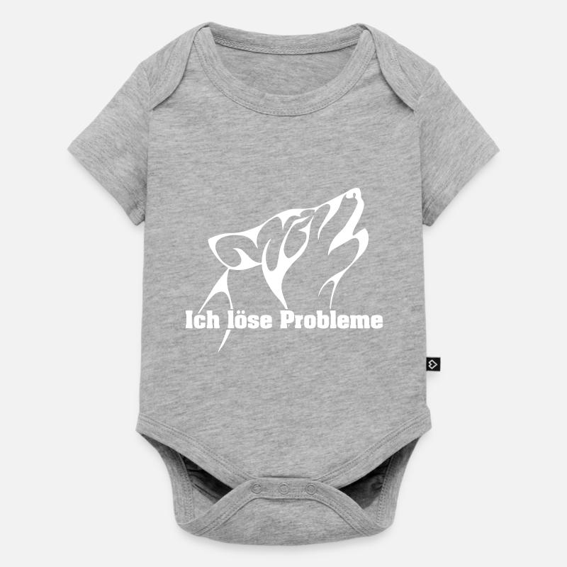 The wolf solves problems - Baby Premium short-sleeve bodysuit - heather grey