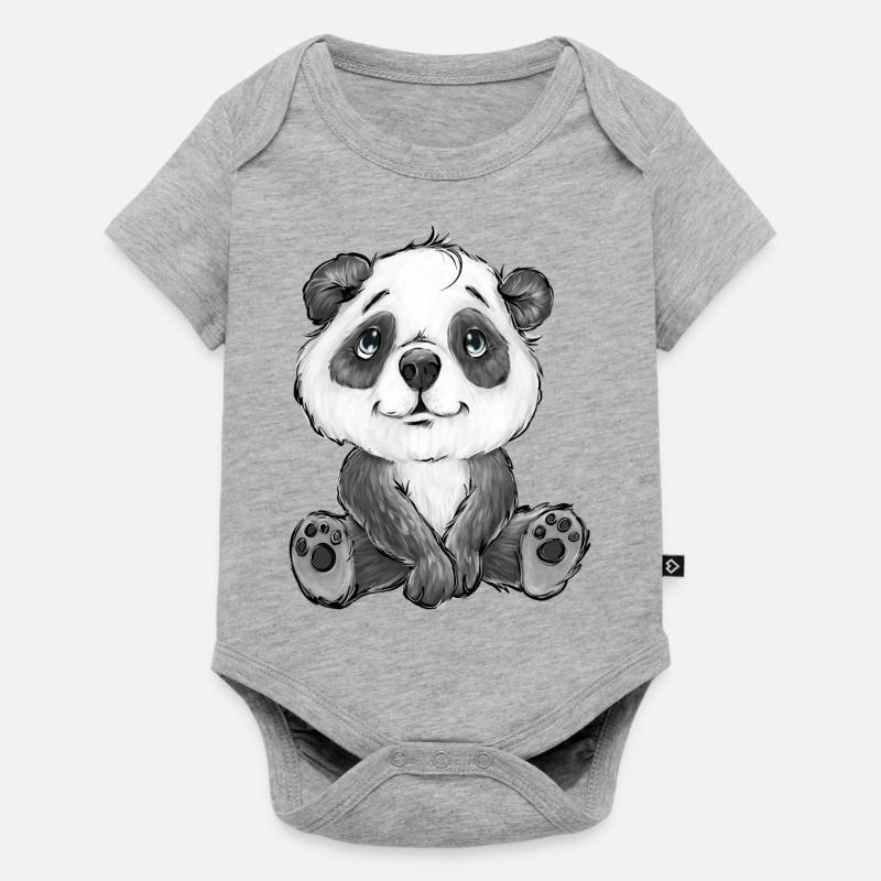 PANDA - Body à manches courtes Premium Bébé - gris chiné