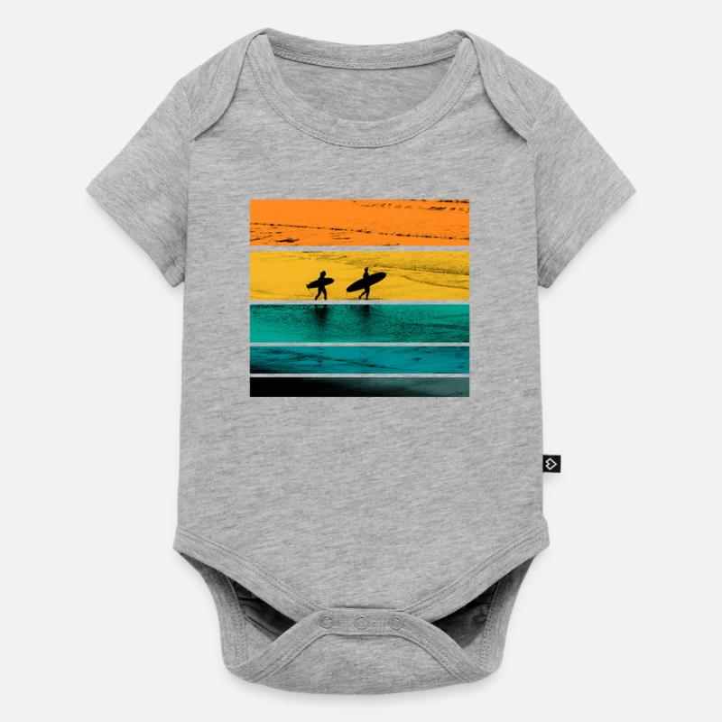 Surf Surfer Surfboard Surfer Beach - Body à manches courtes Premium Bébé - gris chiné