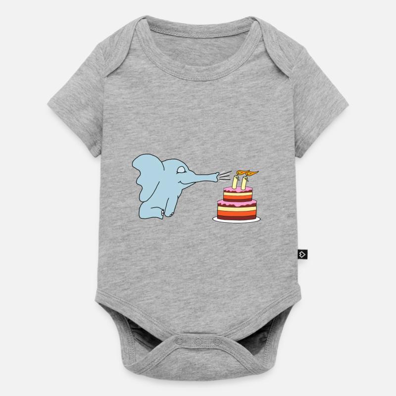 2e anniversaire de l'enfant éléphant - Body à manches courtes Premium Bébé - gris chiné