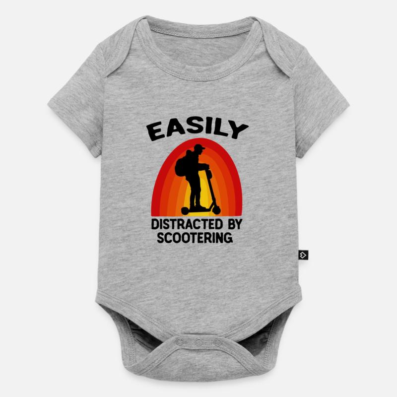 E-Roller E-Scooter Roller Electric Scooter Roller - Baby Premium Kurzarmbody - Grau meliert