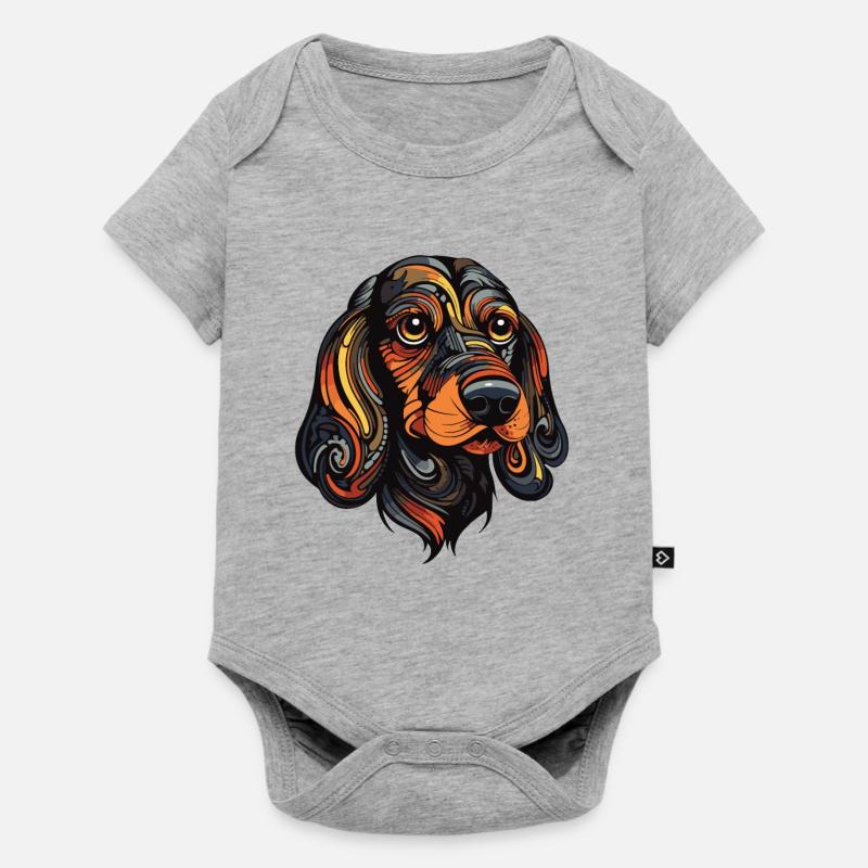 Teckel Portrait de chien teckel - Body à manches courtes Premium Bébé - gris chiné