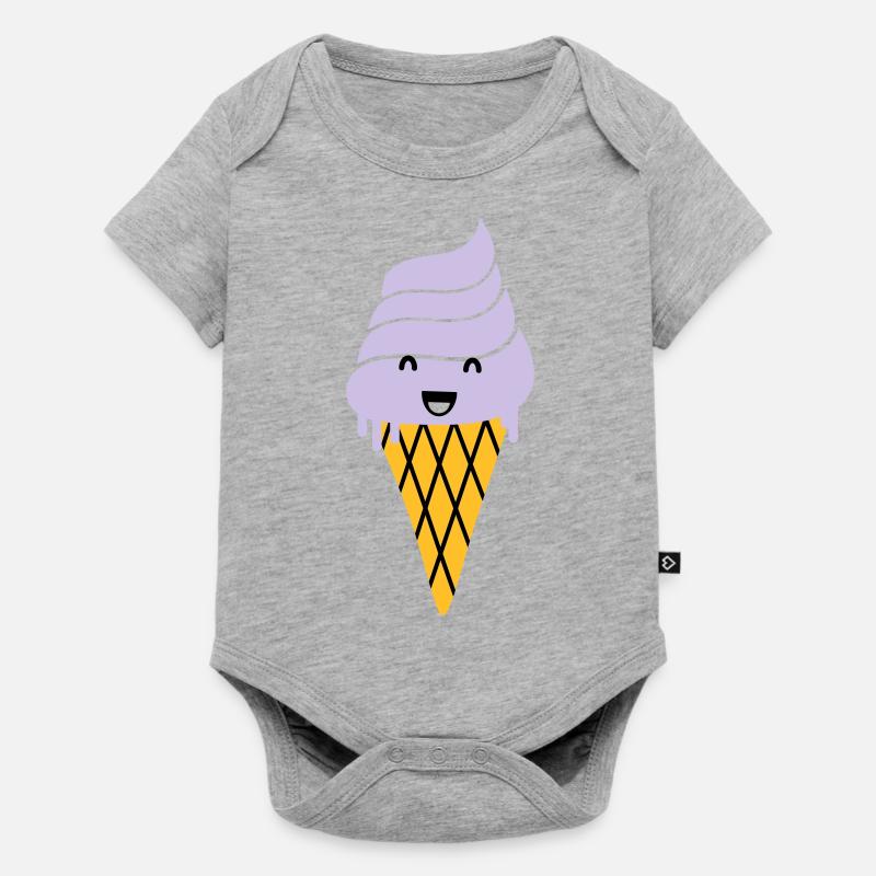 crème glacée - crème glacée de gaufre - Body à manches courtes Premium Bébé - gris chiné